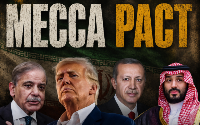 Trump welcomes Mecca Pact. An AI Illustration.