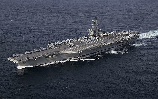 190130-N-PW716-1312..ATLANTIC OCEAN (Jan. 30, 2019) The Nimitz-class aircraft carrier USS Abraham Lincoln (CVN 72) transits the Atlantic Ocean during a strait transit exercise. Abraham Lincoln is underway conducting a composite training unit exercise with Carrier Strike Group (CSG) 12.  (U.S. Navy photo by Mass Communication Specialist 3rd Class Clint Davis/Released)
