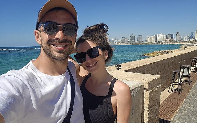 Annie De Bruyn (right) and Tobias Siegal (left) in Tel Aviv Jaffa, June 2026. (Courtesy)