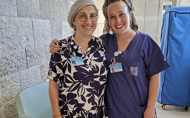 Social Worker Anna Kochin and Head Nurse Reshit Bazer at Hadassah Hospital Hospice at Mount Scopus.  Photo courtesy of the author.