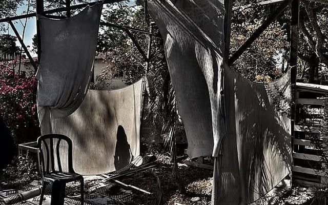 The ruins of a sukkah in Kibbutz Nir Oz. No copyright. Source: https://www.facebook.com/share/p/1S2QQmkmBC/