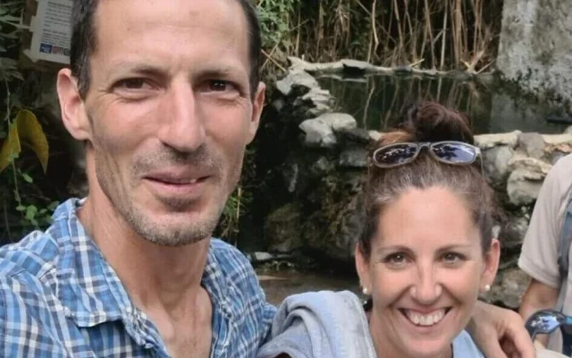 Aviv and Liat Beinin Atzili were believed taken hostage in Kibbutz Nir Oz on October 7, 2023. Liat was freed by Hamas from Gaza on November 29, 2023. The next day, the kibbutz said Aviv had in fact been killed during the Hamas onslaught. (Courtesy)