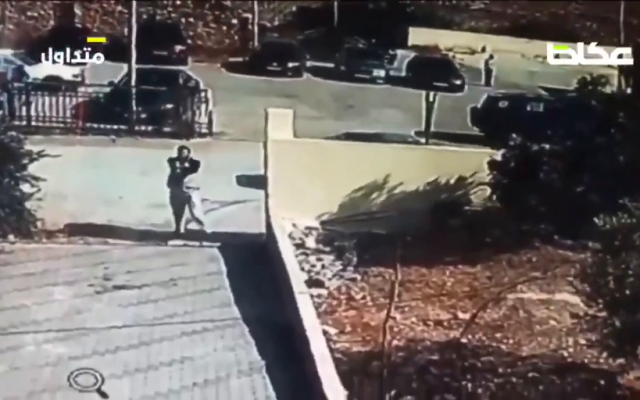 Security camera footage reportedly showing the scene of the October 23, 2026, attack in Karak, Jordan, where mourners attending a Christian funeral were targeted. (Screenshot from video shared on X)