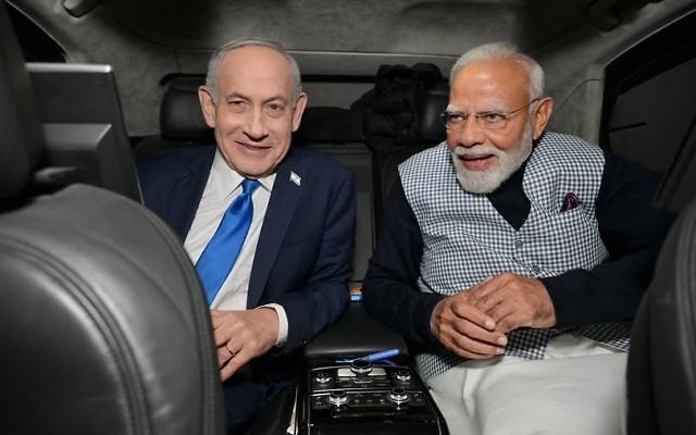 Prime Minister Narendra Modi and his Israeli counterpart Benjamin Netanyahu share a car ride on Wednesday, February 25, 2026. (Credit: PM Modi/X).