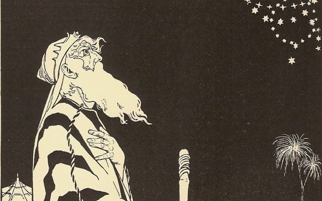 Ephraim Moses Lilien, Abraham Contemplates the Stars (1908), illustration from The Books of the Bible, German edition. Wikimedia Commons. Public domain.
