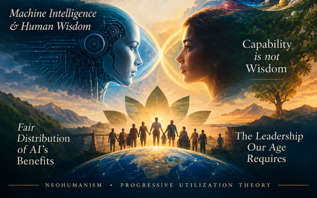 Neohumanism as an Ethical Compass for AI. An AI Illustration.