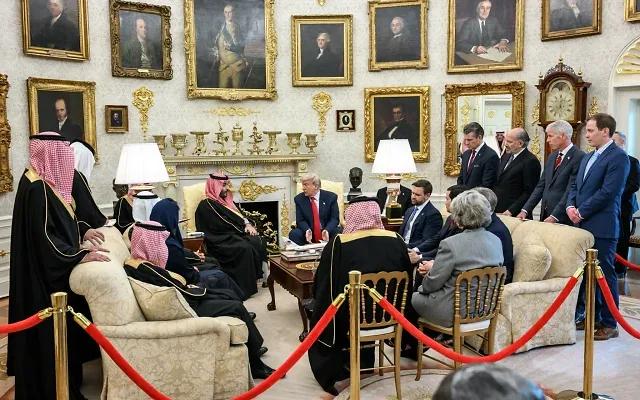 President Donald Trump meets with Saudi Crown Prince and Prime Minister Mohammed bin Salman Al Saud during a bilateral meeting at the White House. Picture source: The White House.
