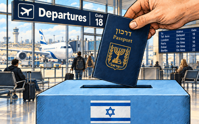“Should we get on a plane and go to Israel to vote?” (Image created by AI) “Should we get on a plane and go to Israel to vote?” (Image created by AI)
