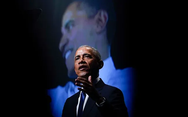 Former US President Barack Obama speaks during a memorial service for former Senate Majority Leader Harry Reid at the Smith Center in Las Vegas, January 8, 2022. (AP Photo/Susan Walsh, File) (Times of Israel) Former US President Barack Obama speaks during a memorial service for former Senate Majority Leader Harry Reid at the Smith Center in Las Vegas, January 8, 2022. (AP Photo/Susan Walsh, File) (Times of Israel)