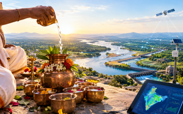 The Bhagiratha Wager and India's AI Sovereignty. An AI Illustration.