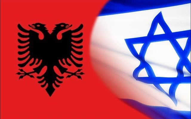 Albanian and Israeli Flag Post by the Israeli Embassy in Albania