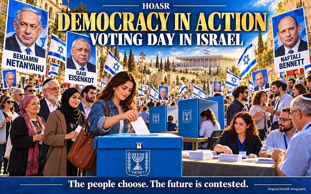 Democracy in action: Israeli voters, competing campaigns and the right to choose political leaders. Original HOASR Infographic.