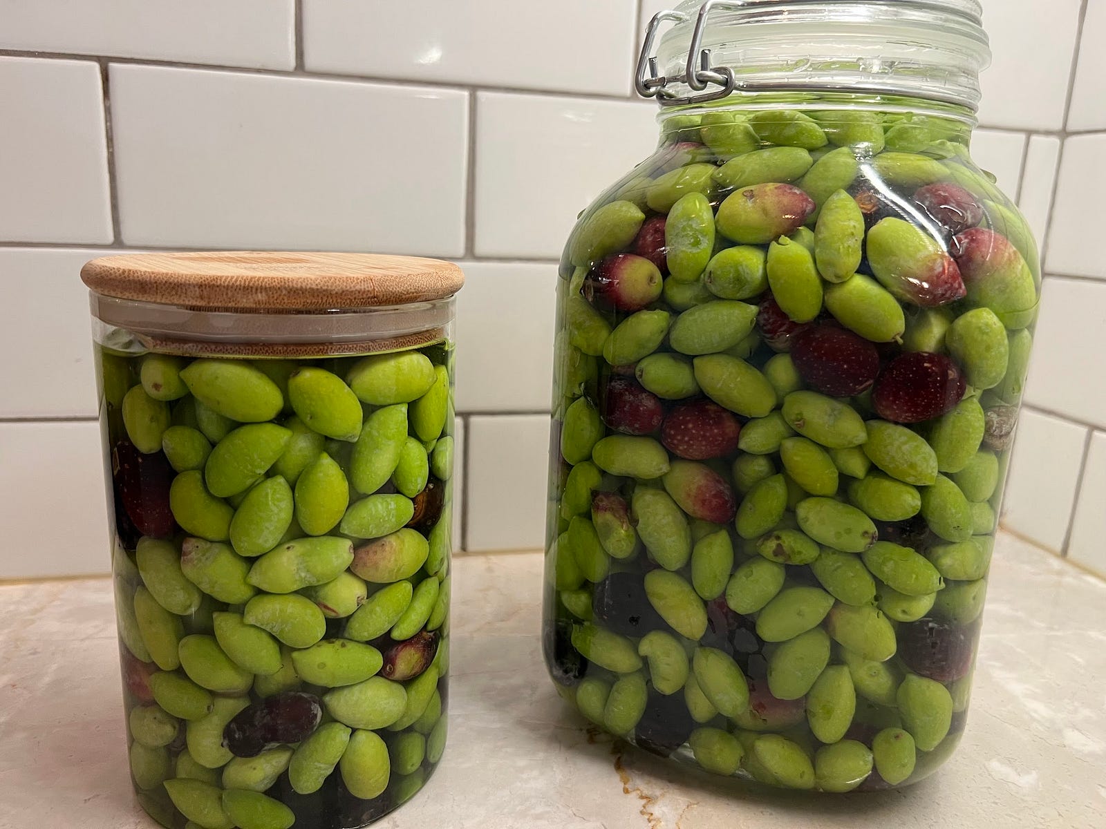 Jars on the kitchen counter.