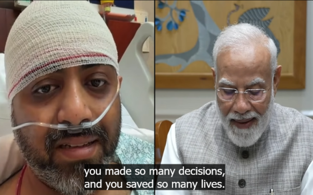Prime Minister Narendra Modi spoke with Captain Smit Machchhar over a video call. October 2, 2026 (Credit: PIB India/X).