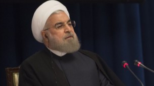 رئیس‌جمهور ایران حسن روحانی در کنفرانسی خبری در ۲۲ سپتامبر ۲۰۱۶ در نیویورک