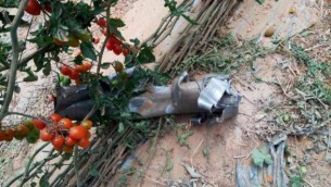 توضیح تصویر:‌ بازمانده‌های راکتی که از سینا به گلخانه‌ی اسرائیلی در روستای یووال ایالت اشکول پرتاب شد