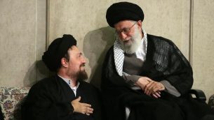 نوه خمینی در کنار خامنه ای
