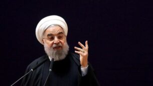 تصویر: حسن روحانی رئیس جمهور ایالات متحده در کنفرانس خبری در تهران، ایران، ۱۴ اکتبر ۲۰۱۹. 
(Ebrahim Noroozi/AP)