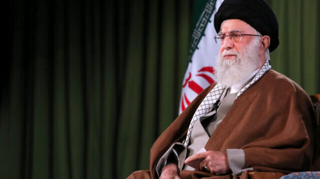 In this picture released by an official website of the office of the Iranian supreme leader, Supreme Leader Ayatollah Ali Khamenei addresses the nation in a televised speech in Tehran, Iran, Thursday, April 9, 2020. Iran's supreme leader suggested Thursday that mass gatherings in the Islamic Republic may be barred through the holy Muslim fasting month Ramadan amid the coronavirus pandemic. (Office of the Iranian Supreme Leader via AP)
