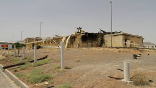 This photo released Thursday, July 2, 2020, by the Atomic Energy Organization of Iran, shows a building after it was damaged by a fire, at the Natanz uranium enrichment facility some 200 miles (322 kilometers) south of the capital Tehran, Iran. A fire burned the building above Iran's underground Natanz nuclear enrichment facility, though officials say it did not affect its centrifuge operation or cause any release of radiation. The Atomic Energy Organization of Iran sought to downplay the fire Thursday, calling it an "incident" that only affected an "industrial shed." (Atomic Energy Organization of Iran via AP)