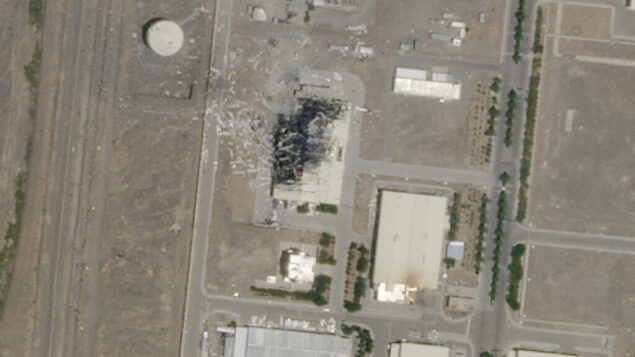This Sunday, July 5, 2020 satellite image from Planet Labs Inc. shows the substantial damage done by an explosion and a fire at an advanced centrifuge assembly plant at Iran's Natanz nuclear site. Israeli leaders are now hinting it was behind the massive fire at the Iranian nuclear site last week, potentially ratcheting up a long-running covert war. (Planet Labs Inc. via AP)