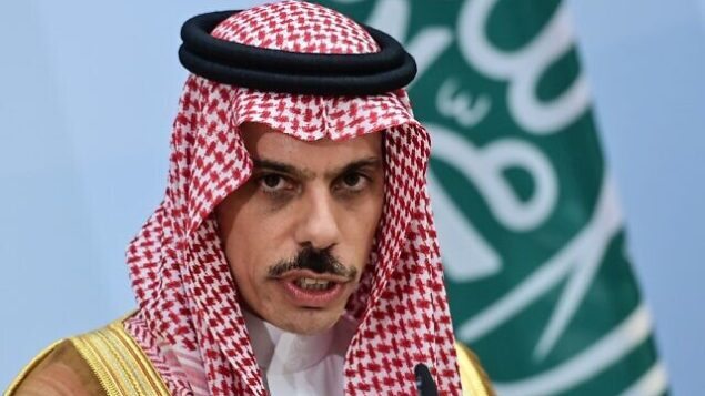 Saudi Foreign Minister Prince Faisal bin Farhan Al-Saud attends a joint press conference with the German Foreign Minister in Berlin, on August 19, 2020. (Photo by John MACDOUGALL / POOL / AFP)