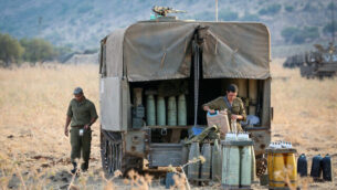 Israeli army forces seen stationed near the border between Israel and Lebanon in the Golan Heights on July 27, 2020. Photo by David Cohen/Flash90 *** Local Caption *** עשןהתקלותכפר
							<p class=