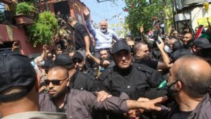 Hamas' political bureau chief Ismail Haniyeh greets supporters during a visit to the Ain el-Helweh camp, Lebanon's largest Palestinian refugee camp, near the southern coastal city of Sidon on September 6, 2020. (Photo by Mahmoud ZAYYAT / AFP)