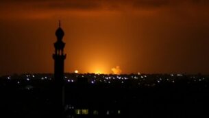 Smoke and flames are seen following an Israeli air strike in the Khan Yunis town of the southern Gaza Strip on September 16, 2020. - Israel bombed sites in the Gaza Strip early Wednesday, Palestinian security sources said, after rocket fire from the Hamas-controlled territory into Israel the previous evening.
The retaliatory attack came the morning after the United Arab Emirates and Bahrain signed a landmark accord in Washington establishing diplomatic relations with the Jewish state. (Photo by SAID KHATIB / AFP)