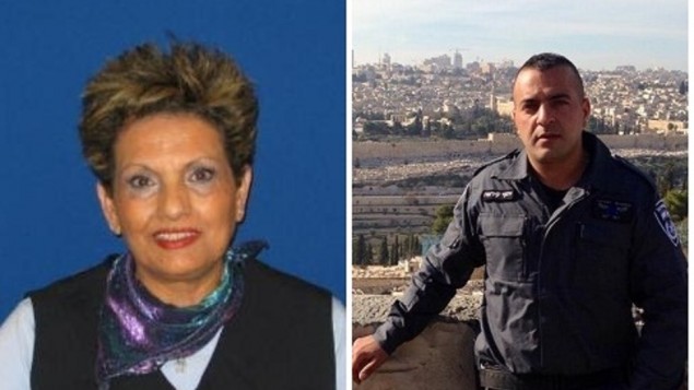 لوانا ملیحی، چپ، ۶۰ ساله، ساکن اورشلیم، و کادر پلیس، یوسف کریما گروهبان یکم لوانا ملیحی، چپ، ۶۰ ساله، ساکن اورشلیم، و کادر پلیس، یوسف کریما گروهبان یکم