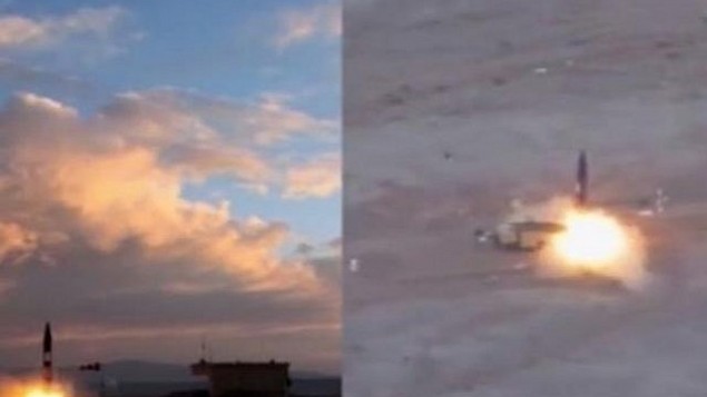 توضیح تصویر: ایران در ۲۳ سپتامبر ۲۰۱۷ گفت آزمون موشک جدید با برد ۲۰۰۰ کیلومتر، که تا اسرائیل میرسد و پایگاههای ایالات متحده در خلیج میرسد را با موفقیت از سر گذراند. این موشک که خرمشهر نام دارد از محلی نامعلوم پرتاب شد. توضیح تصویر: ایران در ۲۳ سپتامبر ۲۰۱۷ گفت آزمون موشک جدید با برد ۲۰۰۰ کیلومتر، که تا اسرائیل میرسد و پایگاههای ایالات متحده در خلیج میرسد را با موفقیت از سر گذراند. این موشک که خرمشهر نام دارد از محلی نامعلوم پرتاب شد.