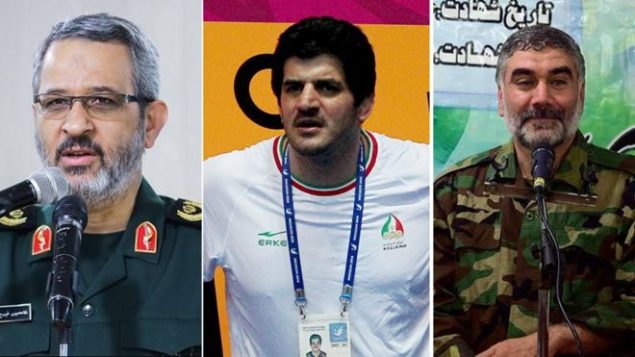 داود آذرنوش، رئیس سازمان بسیج ورزشکاران، رسول خادم، رئیس مستعفی فدراسیون کشتی و غلامحسین غیب‌پرور فرمانده کل بسیج