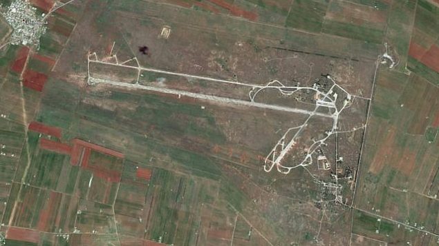 توضیح تصویر: پایگاه هوایی الکوثر در غرب سوریه (Google Earth)