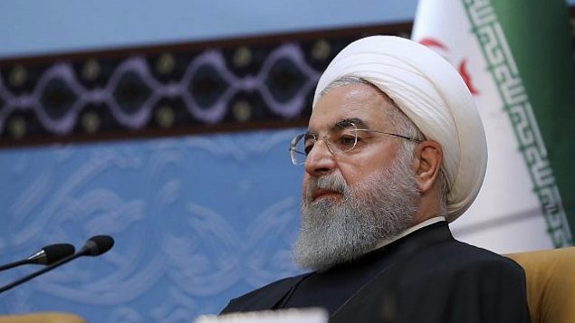 تصویر: در عکسی منتشر شده در وبسایت ریاست جمهوری ایران، حسن روحانی رئیس جمهور حین شرکت در کنفرانس سالانه اتحاد اسلامی در تهران دیده می شود، شنبه، ۲۴ نوامبر ۲۰۱۸.
(Iranian Presidency Office via AP) تصویر: در عکسی منتشر شده در وبسایت ریاست جمهوری ایران، حسن روحانی رئیس جمهور حین شرکت در کنفرانس سالانه اتحاد اسلامی در تهران دیده می شود، شنبه، ۲۴ نوامبر ۲۰۱۸.
(Iranian Presidency Office via AP)