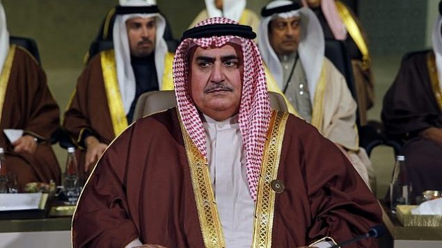 خالد بن احمد آل خلیفه وزیر خارجه بحرین در نشست توسعه اقتصادی و اجتماعی کشورهای عربی در بیروت، لبنان، یکشنبه، ۲۰ ژانویه ۲۰۱۹. (AP Photo/Bilal Hussein)