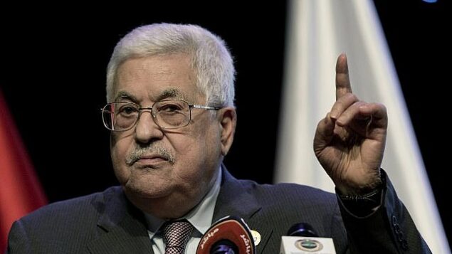 تصویر: محمود عباس رئیس تشکیلات فلسطینی حین سخنرانی در چهارمین نشست انجمن ملی چهارمین انقلاب صنعتی در شب گشایش مراسم در رام الله، کرانه باختری، ۹ سپتامبر ۲۰۱۹. (Nasser Nasser/AP) تصویر: محمود عباس رئیس تشکیلات فلسطینی حین سخنرانی در چهارمین نشست انجمن ملی چهارمین انقلاب صنعتی در شب گشایش مراسم در رام الله، کرانه باختری، ۹ سپتامبر ۲۰۱۹. (Nasser Nasser/AP)