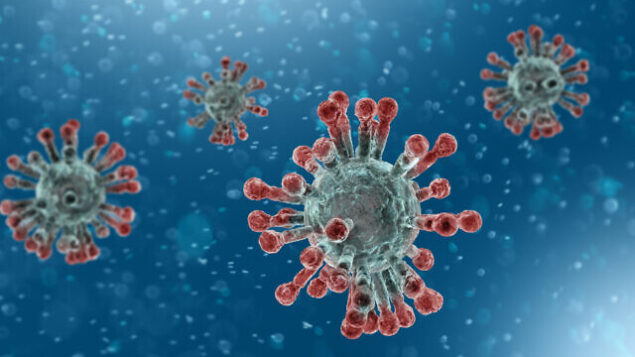 Microscopic view of Coronavirus, a pathogen that attacks the respiratory tract. Analysis and test, experimentation. Sars. 3d render Microscopic view of Coronavirus, a pathogen that attacks the respiratory tract. Analysis and test, experimentation. Sars. 3d render