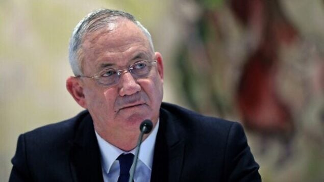 Israeli Alternate Prime Minister and Defence Minister Benny Gantz attends a cabinet meeting of the new government at Chagall State Hall in the Knesset (Israeli parliament) in Jerusalem on May 24, 2020. (Photo by ABIR SULTAN / POOL / AFP)