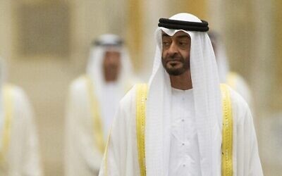 تصویر: محمد بن زاید آل نحیان ولیعهد امارات در ابوظبی، ۱۵ اکتبر ۲۰۱۹. (AP Photo/Alexander Zemlianichenko, Pool)