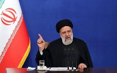 تصویر: ابراهیم رئیسی رئیس جمهوری رژیم اسلامی ایران حین سخن در کنفرانس مطبوعاتی در تهران، ۲۹ اوت ۲۰۲۲. (AFP) تصویر: ابراهیم رئیسی رئیس جمهوری رژیم اسلامی ایران حین سخن در کنفرانس مطبوعاتی در تهران، ۲۹ اوت ۲۰۲۲. (AFP)