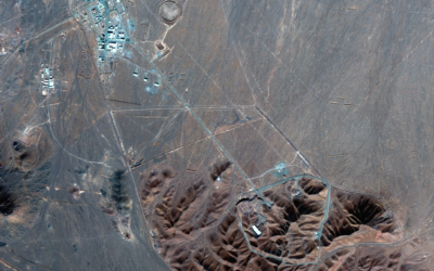 شرح عکس: در عکس ماهواره ای کمپانی Maxar Technologies از ۴ نوامبر ۲۰۲۰، تاسیسات هسته ای فردو ایران دیده می شود. (Maxar Technologies via AP)