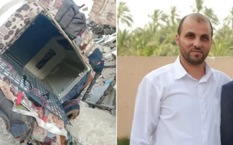 شرح عکس: یک واگن که بنا به گزارش، از سوی سربازان اسرائيل در عملیات نیروهای ویژه در خان یونس، جنوب غزه (چپ) بکار گرفته شد، و احمد سرحان، از اعضای رده-بالای کمیته های مردمی مقاومت فلسطینیان که در عملیات مزبور، ۱۹ مه ۲۰۲۵، کشته شد. (Social media: used in accordance with Clause 27a of the Copyright Law)