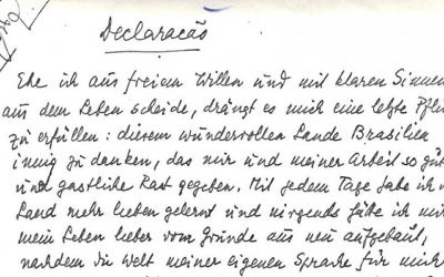 La note laissée par Stefan Zweig avant son suicide (Crédit : The National Library of Israel)
