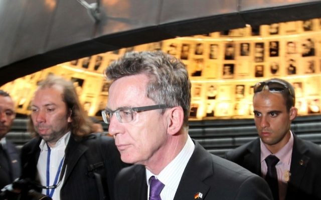 Le ministre de l'Intérieur allemand Thomas de Maizière (Crédit : Kobi Gideon/Flash90) Le ministre de l'Intérieur allemand Thomas de Maizière (Crédit : Kobi Gideon/Flash90)