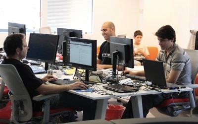Entrepreneurs work at the Microsoft Azure accelerator in Herzliya (Photo credit: Courtesy) Entrepreneurs work at the Microsoft Azure accelerator in Herzliya (Photo credit: Courtesy)