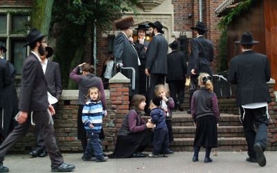 Hassidic Jews in Brooklyn, New York (photo credit: Mendy Hechtman/Flash90)