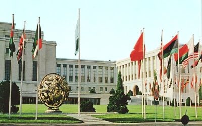 Palais des Nations à Genève, Suisse. (Crédit : Wikimedia Commons/CC BY MadGeographer)