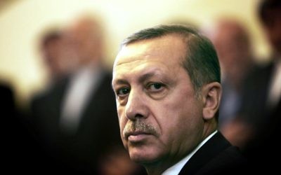 Le Premier ministre turc Recep Tayyip Erdogan le 29 janvier 2014 à Téhéran (Crédit : AFP/Behrouz Mehri)