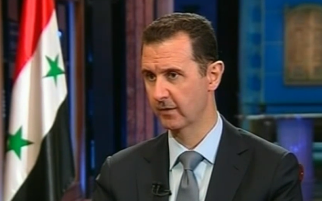 Le président syrien Bashar al-Assad lors d'une interview à Damas (Crédit : capture d'écran Foxnews) Le président syrien Bashar al-Assad lors d'une interview à Damas (Crédit : capture d'écran Foxnews)