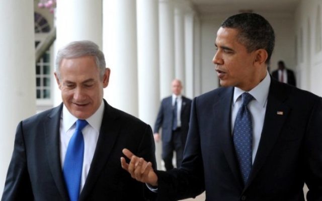 Le Premier ministre Benjamin Netanyahu et le président américain Barack Obama l'année dernière à la Maison Blanche (Crédit : Amos Ben Gershom/GPO/FLASH90)